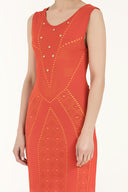 Coral Printed knit  dress  28040