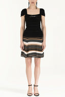Black Striped skirt knit dress 28041