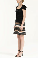 Black Striped skirt knit dress 28041