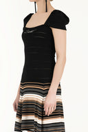 Black Striped skirt knit dress 28041
