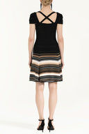 Black Striped skirt knit dress 28041