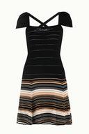 Black Striped skirt knit dress 28041