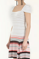White Striped skirt knit dress 28041