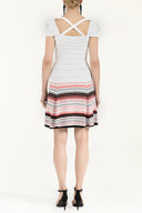 White Striped skirt knit dress 28041