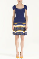 Blue Striped skirt knit dress 28041