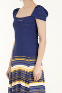 Blue Striped skirt knit dress 28041