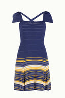 Blue Striped skirt knit dress 28041