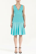 Turquoise Godet knit  dress  28042