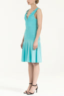 Turquoise Godet knit  dress  28042