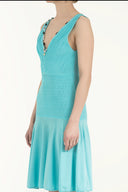 Turquoise Godet knit  dress  28042