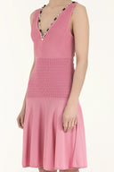 Pink Godet knit  dress  28042