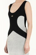 White Corded knit  dress  28049