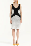 White Corded knit  dress  28049