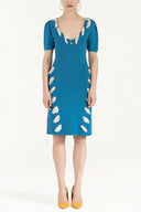 Blue Contrast fabric knit dress 28053