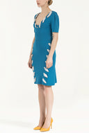 Blue Contrast fabric knit dress 28053