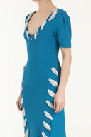 Blue Contrast fabric knit dress 28053