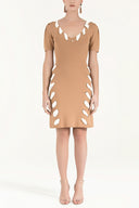 Beige Contrast fabric knit dress 28053