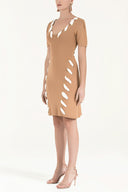 Beige Contrast fabric knit dress 28053