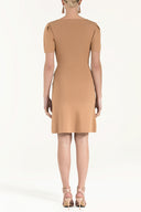 Beige Contrast fabric knit dress 28053