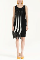 Black Chiffon knit dress 28054-A