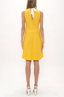 Yellow Pleated skirt knitwear dress 28057
