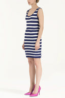 Blue Printed knit gem dress  28061