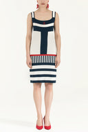 Navy Blue Striped knit dress 28063