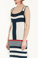 Navy Blue Striped knit dress 28063