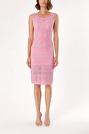Pink PATTERNED KNIT KNITWEAR DRESS 28071