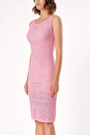 Pink PATTERNED KNIT KNITWEAR DRESS 28071