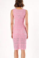 Pink PATTERNED KNIT KNITWEAR DRESS 28071