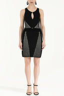 Black Printed knit  dress  28073