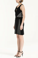 Black Printed knit  dress  28073