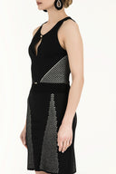 Black Printed knit  dress  28073