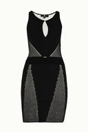 Black Printed knit  dress  28073