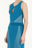 Blue Printed knit  dress  28073