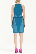 Blue Printed knit  dress  28073