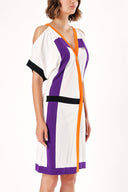 Purple CUT OUT SHOULDER KNITWEAR DRESS 28076