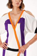 Purple CUT OUT SHOULDER KNITWEAR DRESS 28076