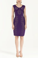 Purple Printed knit  dress  28083