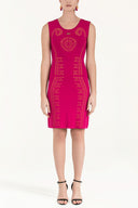 Fuchsia Printed knit  dress  28083