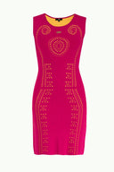Fuchsia Printed knit  dress  28083