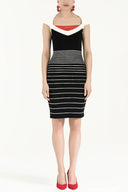 Black Striped knit dress 28093