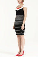 Black Striped knit dress 28093