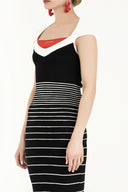 Black Striped knit dress 28093