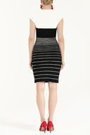 Black Striped knit dress 28093