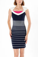 Navy Blue Striped knit dress 28093