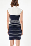 Navy Blue Striped knit dress 28093