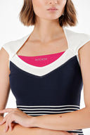 Navy Blue Striped knit dress 28093