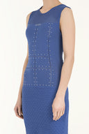 Blue Printed knit  dress  28098